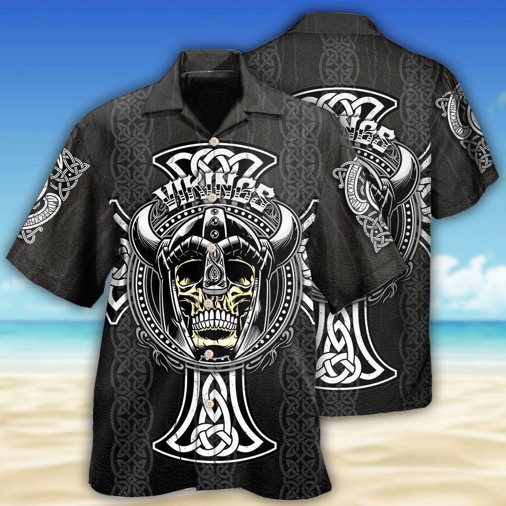 Black Viking Warrior Hawaiian Shirt With All Over Print For Beach Days Resort Trips And Relaxed Everyday Style