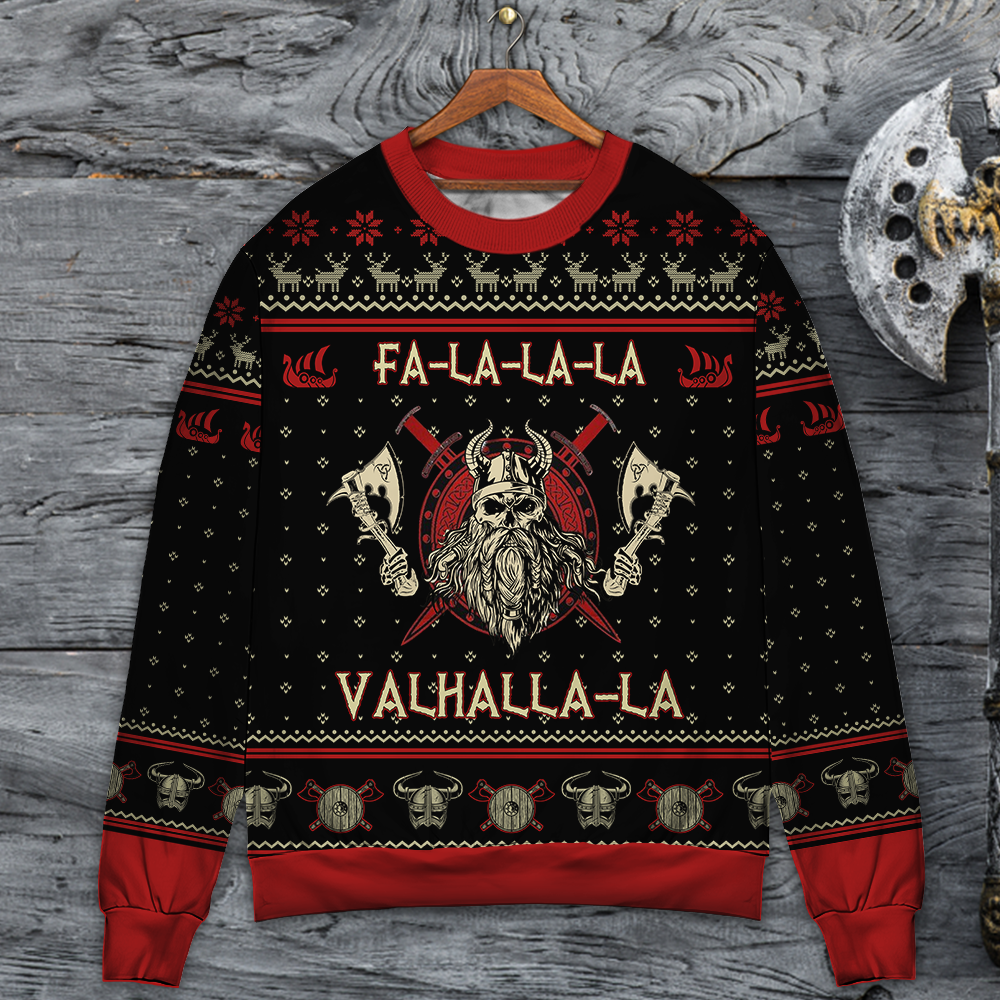 Viking Valhalla Black And Red Sweater For Mythic Adventures Casual Wear And Thoughtful Gift Giving