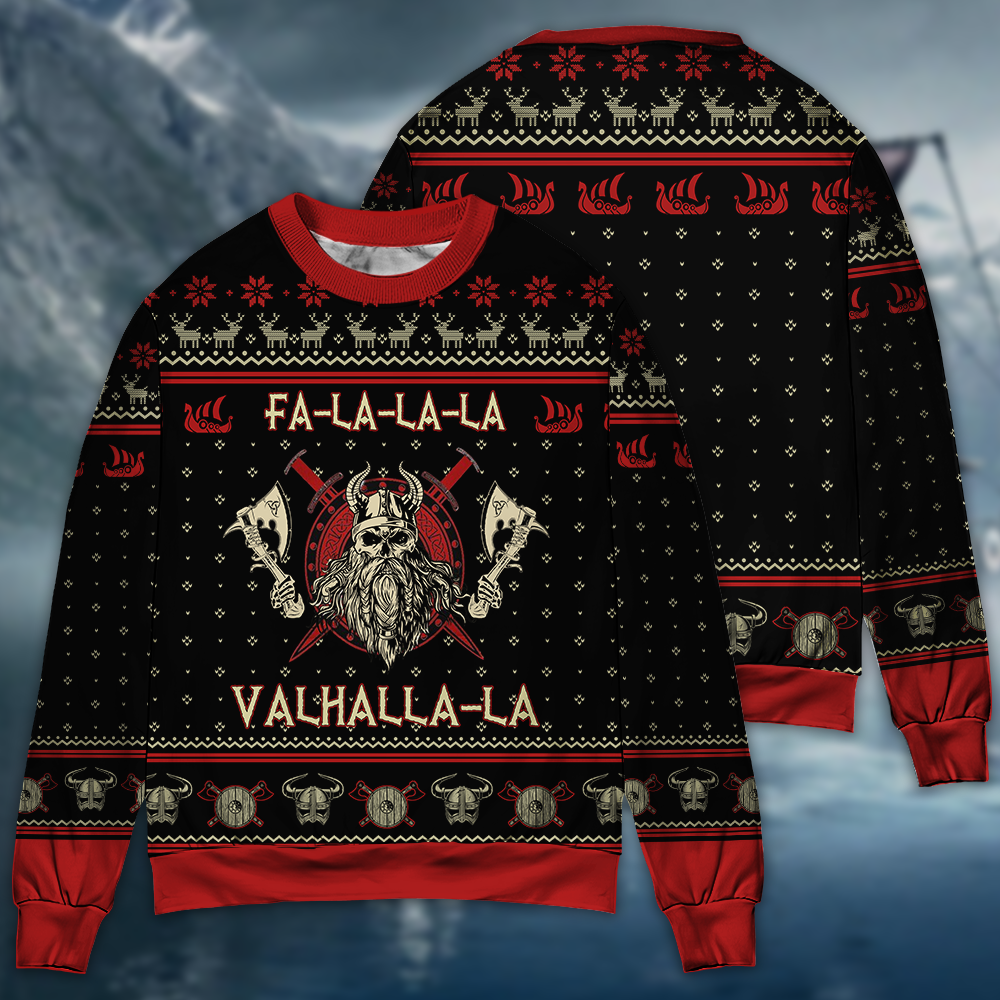 Viking Valhalla Black And Red Sweater For Mythic Adventures Casual Wear And Thoughtful Gift Giving