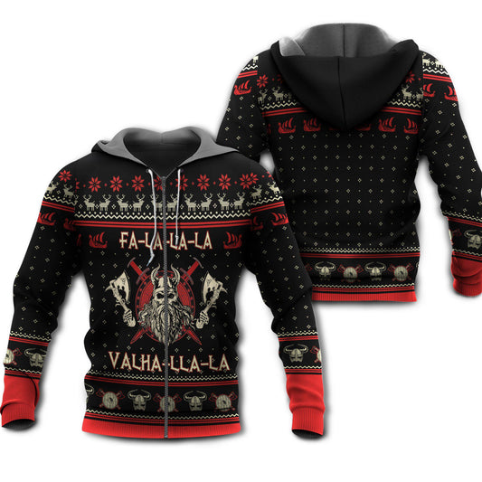 Black Red Viking Warrior Hoodie For Norse Heritage Style Outdoor Events And Comfortable Layering