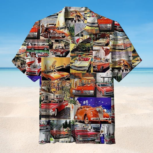 Vintage Car Hawaiian Shirt For Automotive Enthusiasts, Coastal Trips, And Casual Warm Weather Style
