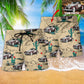 Vintage Car On The Desert Basic Hawaiian Print Beach Shorts For Outdoor Adventures And Comfort