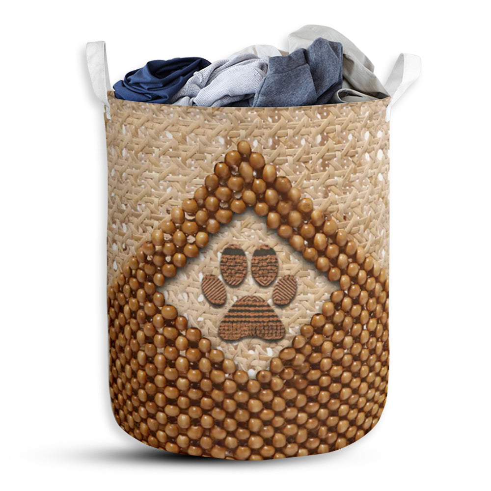 Small Size Dog Paw Vintage So Simple Laundry Basket For Bathroom Bedroom Storage