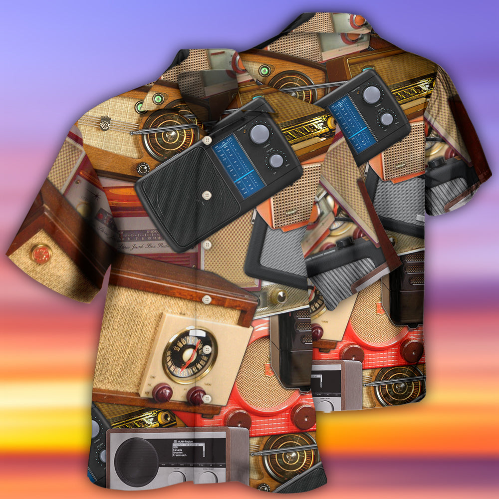 Vintage Radio Chill Hawaiian Shirt Design View For Casual Summer Styling