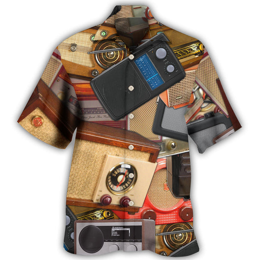Vintage Retro Radio Music Hawaiian Shirt For Tropical Holidays, Outdoor Gatherings, And Everyday Comfort