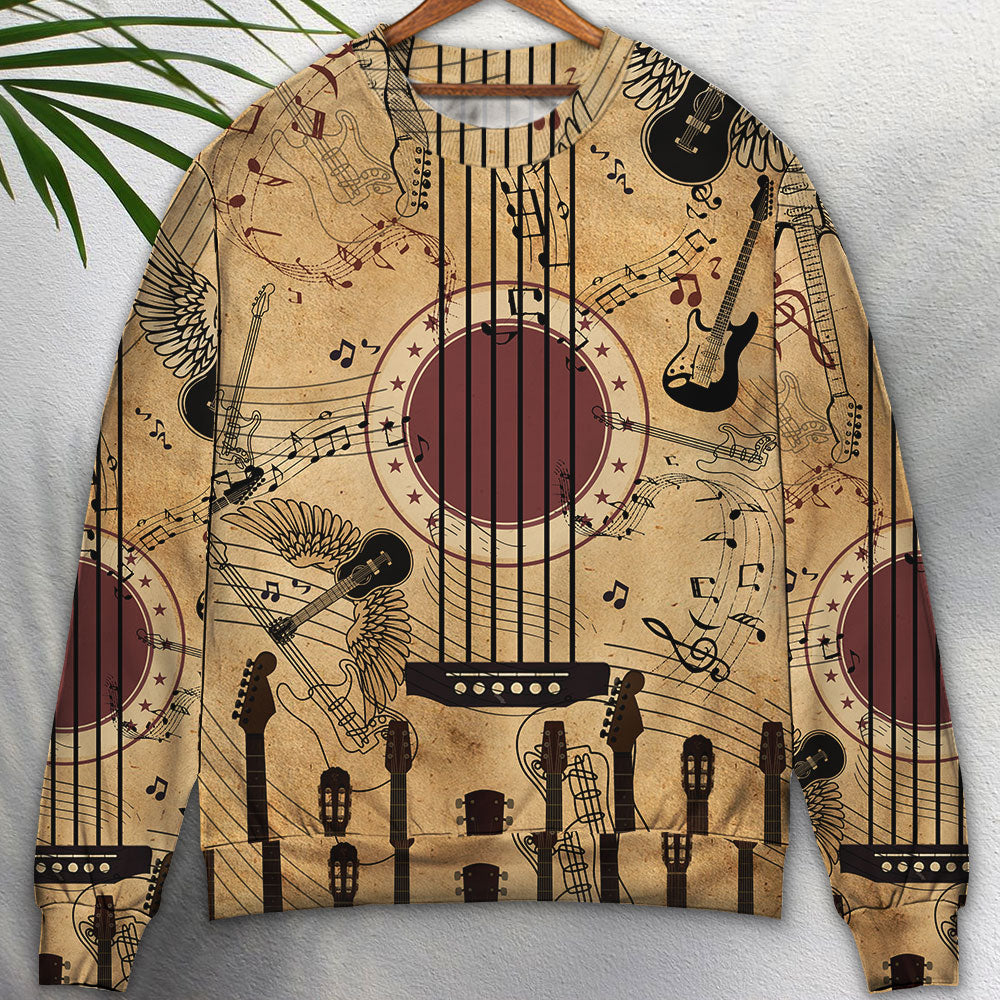 Vintage Guitar Music Sweater For Concert Outings Weekend Travel And Relaxed Everyday Styling