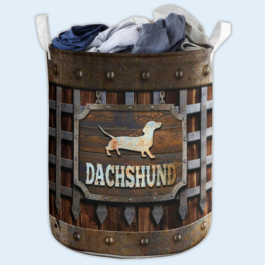 Small Size Vintage Dachshund Laundry Basket For Bathroom Bedroom Storage