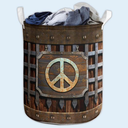 Small Size Vintage Hippie Sign Laundry Basket For Bathroom Bedroom Storage