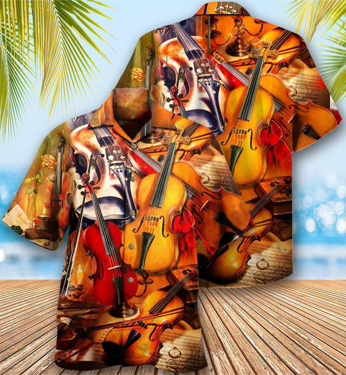Violin Hawaiian Shirt With All Over Print For Tropical Travel Beach Gatherings And Comfortable Wear