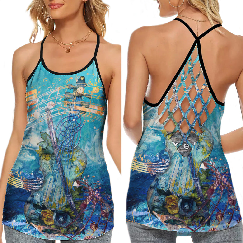Violin My Soul Melody Touch Hollow Tank Top For Studio Practice And Festival Wear