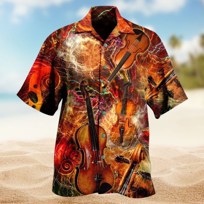 Violin Soul Hawaiian Shirt For Summer Vacation, Beach Travel, And Casual Wear