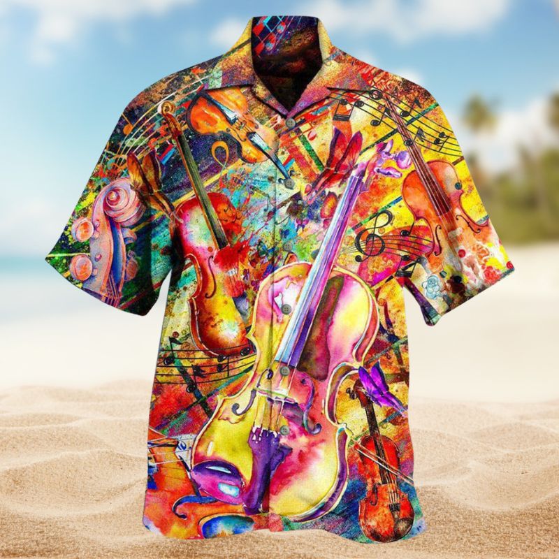 Violin Soul String Hawaiian Shirt For Island Vacations, Resort Wear, And Relaxed Seasonal Style