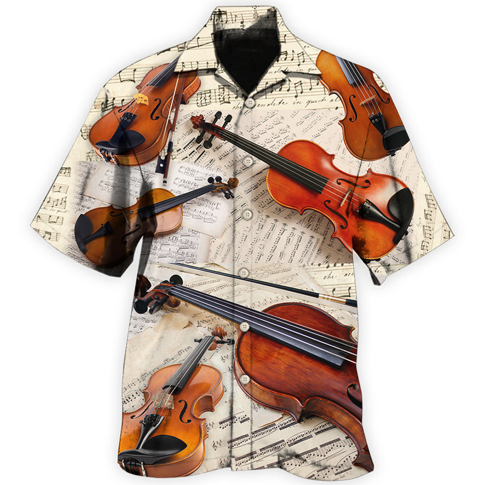 Vintage Violin Music Hawaiian Shirt For Music Fans, Resort Parties, And Warm Weather Events