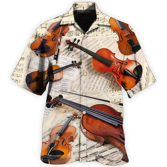 Vintage Violin Music Hawaiian Shirt For Music Fans, Resort Parties, And Warm Weather Events