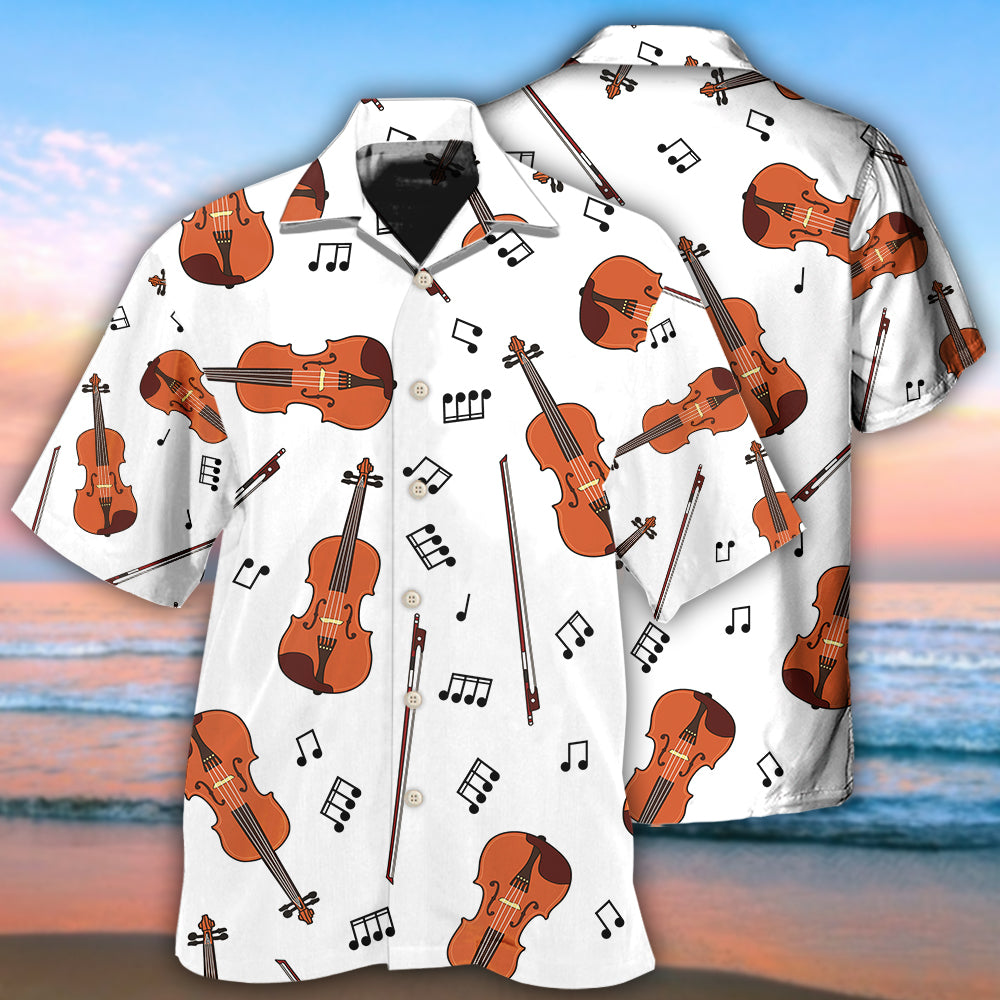 Violin Music Notes Minimal Design Hawaiian Shirt For Music Fans, Resort Parties, And Warm Weather Events