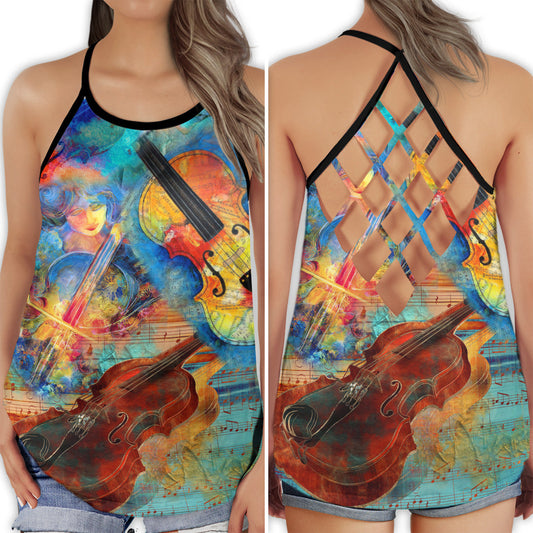 Violin Love My Soul Melody Hollow Tank Top For Studio Practice And Festival Wear