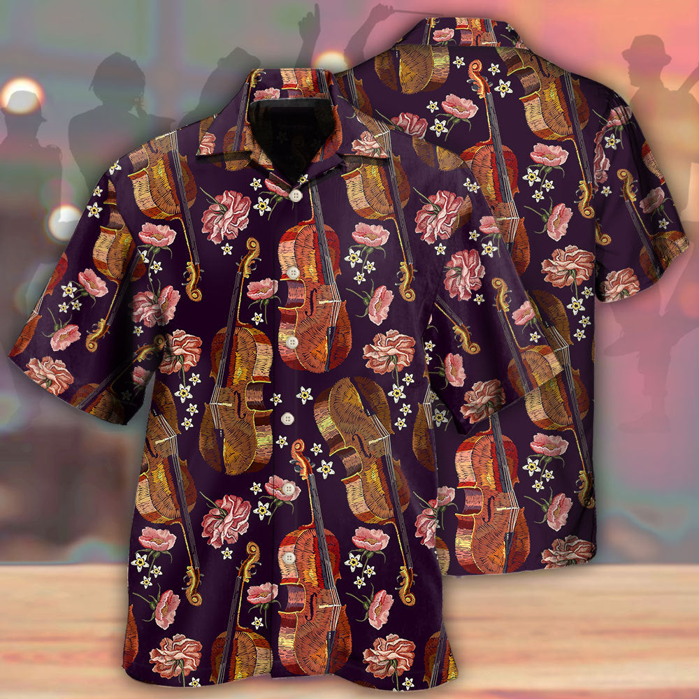 Floral Classic Violin Music Hawaiian Shirt For Coastal Adventures And Warm Weather Wear