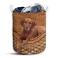 Small Size Vizsla Dog Rattan Texture Laundry Basket For Bathroom Bedroom Storage