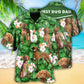 Green Tropical Dog Vizsla Dad Leaf Hawaiian Shirt Design View For Casual Summer Styling