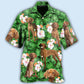 Green Tropical Dog Vizsla Dad Leaf Hawaiian Shirt Artwork Detail For Resort Trips And Outdoor Activities