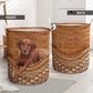 Vizsla Dog Rattan Texture Laundry Basket For Room Home Organizer