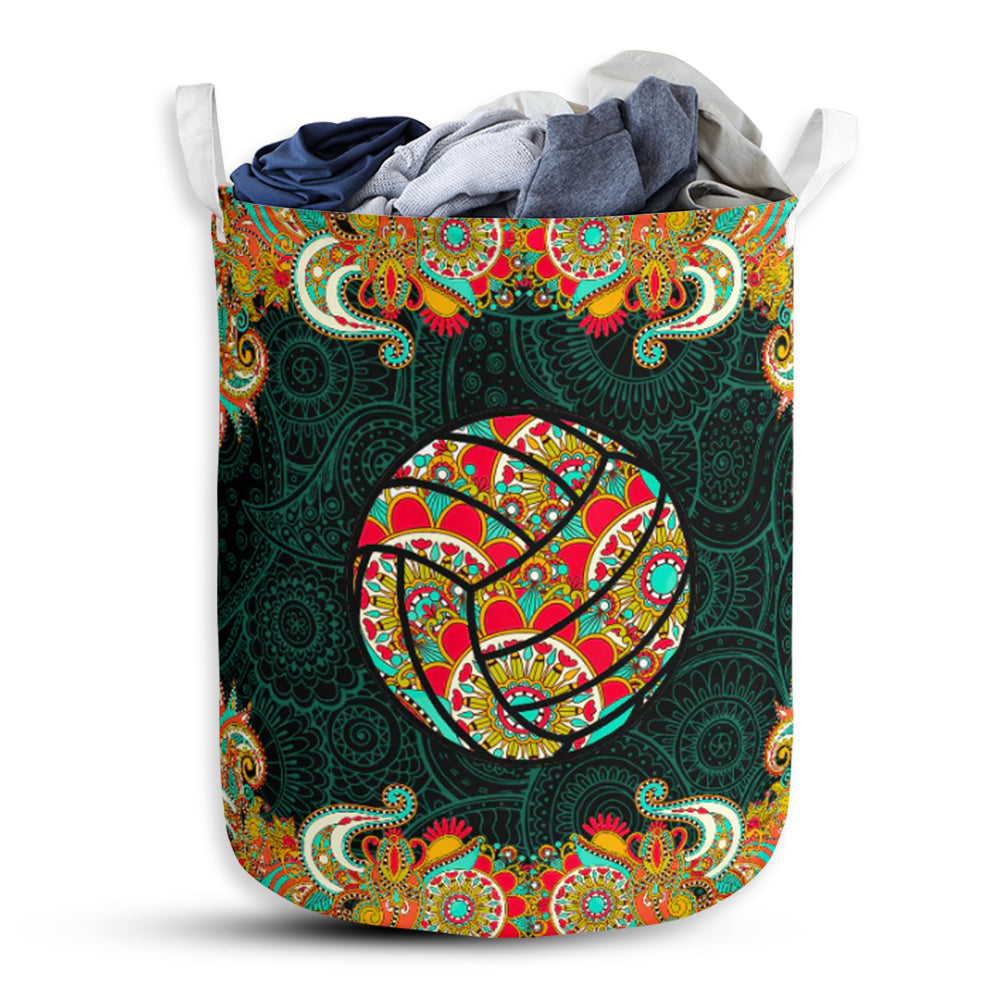 Small Size Volleyball Mandala Colorful Laundry Basket For Bathroom Bedroom Storage