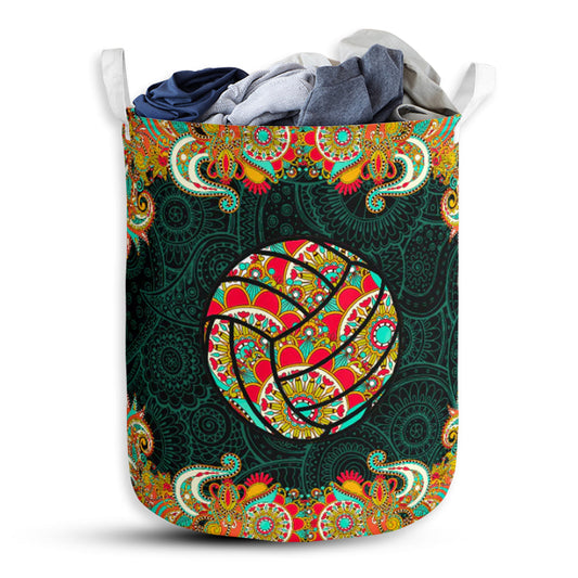 Small Size Volleyball Mandala Colorful Laundry Basket For Bathroom Bedroom Storage