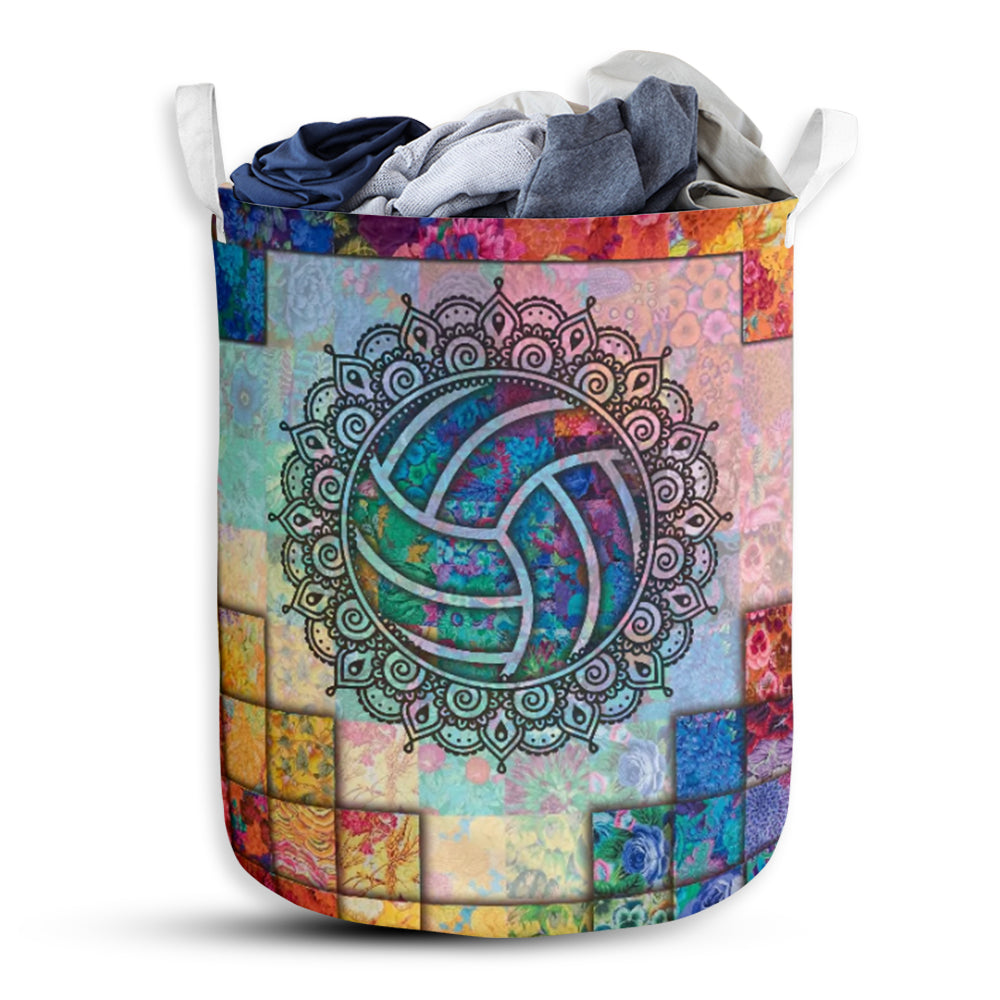 Small Size Volleyball Pattern Flower Laundry Basket For Bathroom Bedroom Storage