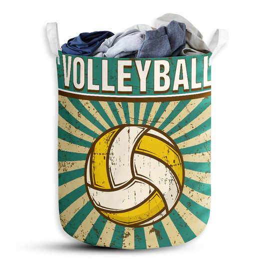 Small Size Volleyball Retro Sunburst Laundry Basket For Bathroom Bedroom Storage