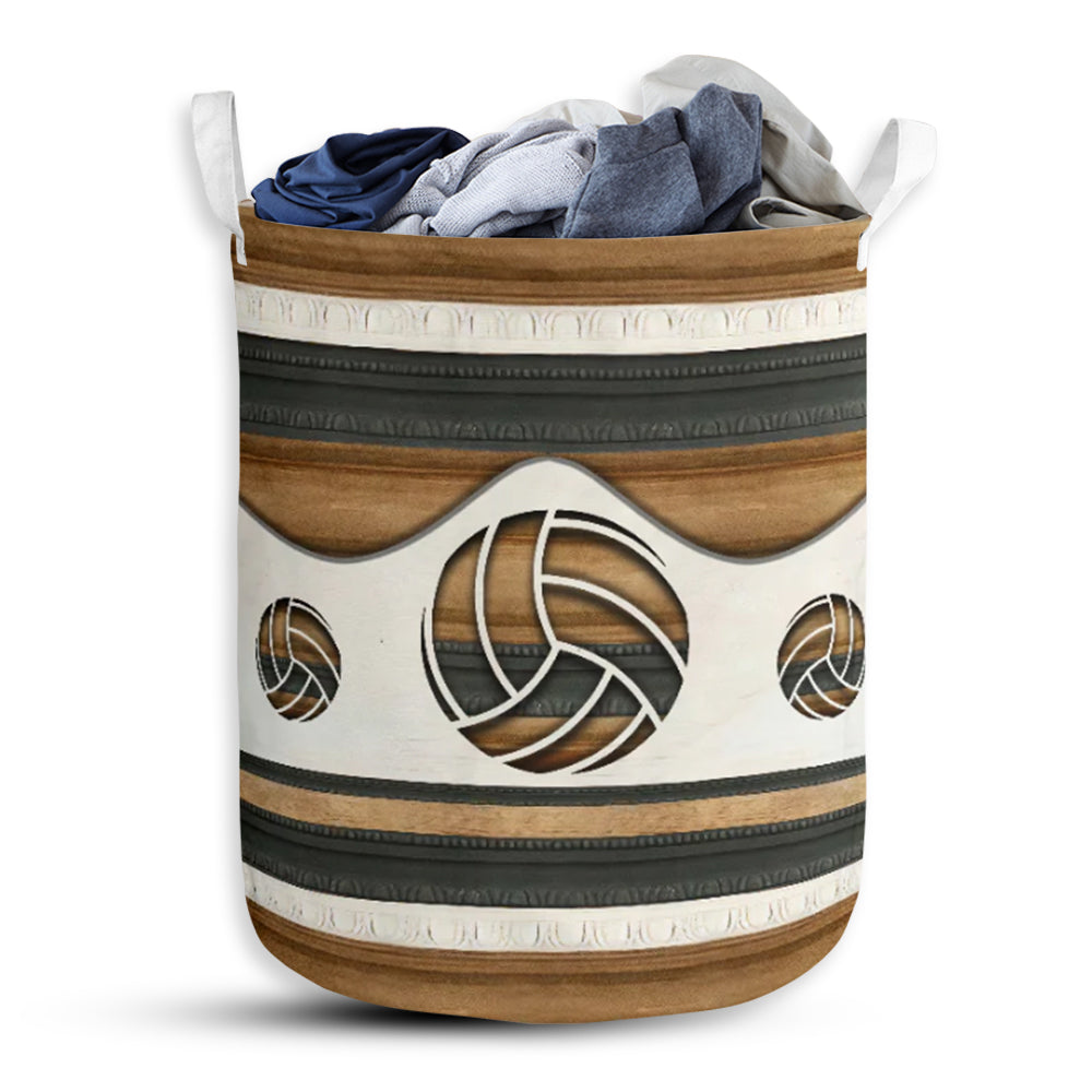 Volleyball Wood Color Laundry Basket For Bathroom Bedroom Laundry Room And Home Storage Organizer