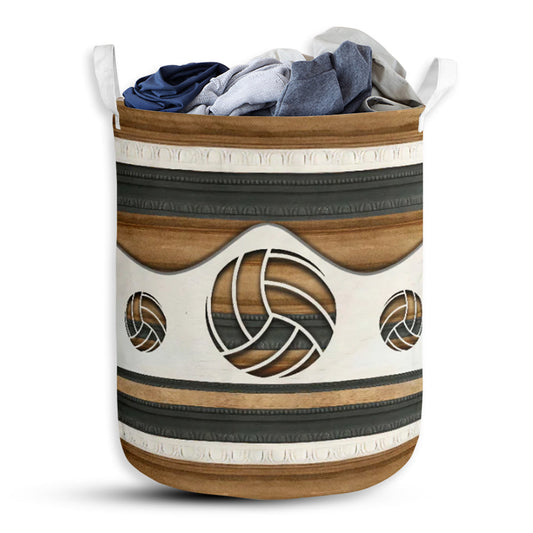 Volleyball Wood Color Laundry Basket For Bathroom Bedroom Laundry Room And Home Storage Organizer