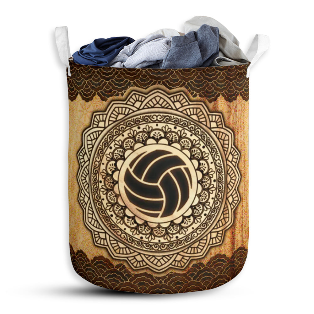 Volleyball Wood Mandala Laundry Basket For Bathroom Bedroom Laundry Room And Home Storage Organizer