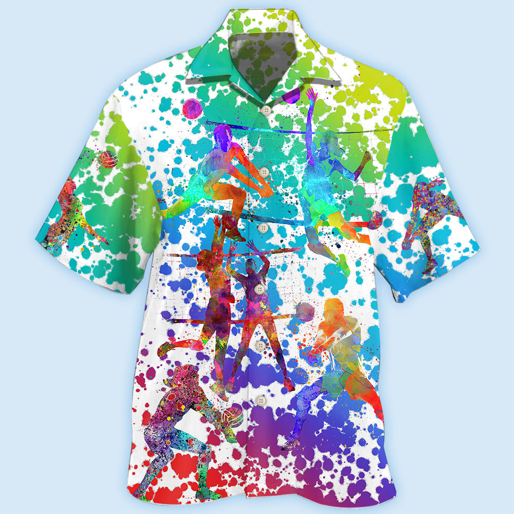 Colorful Volleyball Hawaiian Shirt For Coastal Travel, Casual Events, And Comfortable Summer Wear