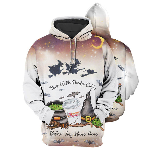 Witch Needs Coffee Humor Hoodie For Halloween Adventures Comfortable Style And Seasonal Gifting