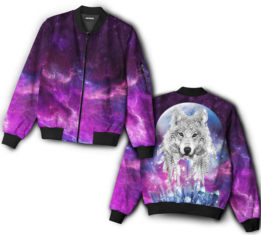 Wolf to the moon purple style - Bomber jacket - BOMJ08TNH060921-Owls Matrix