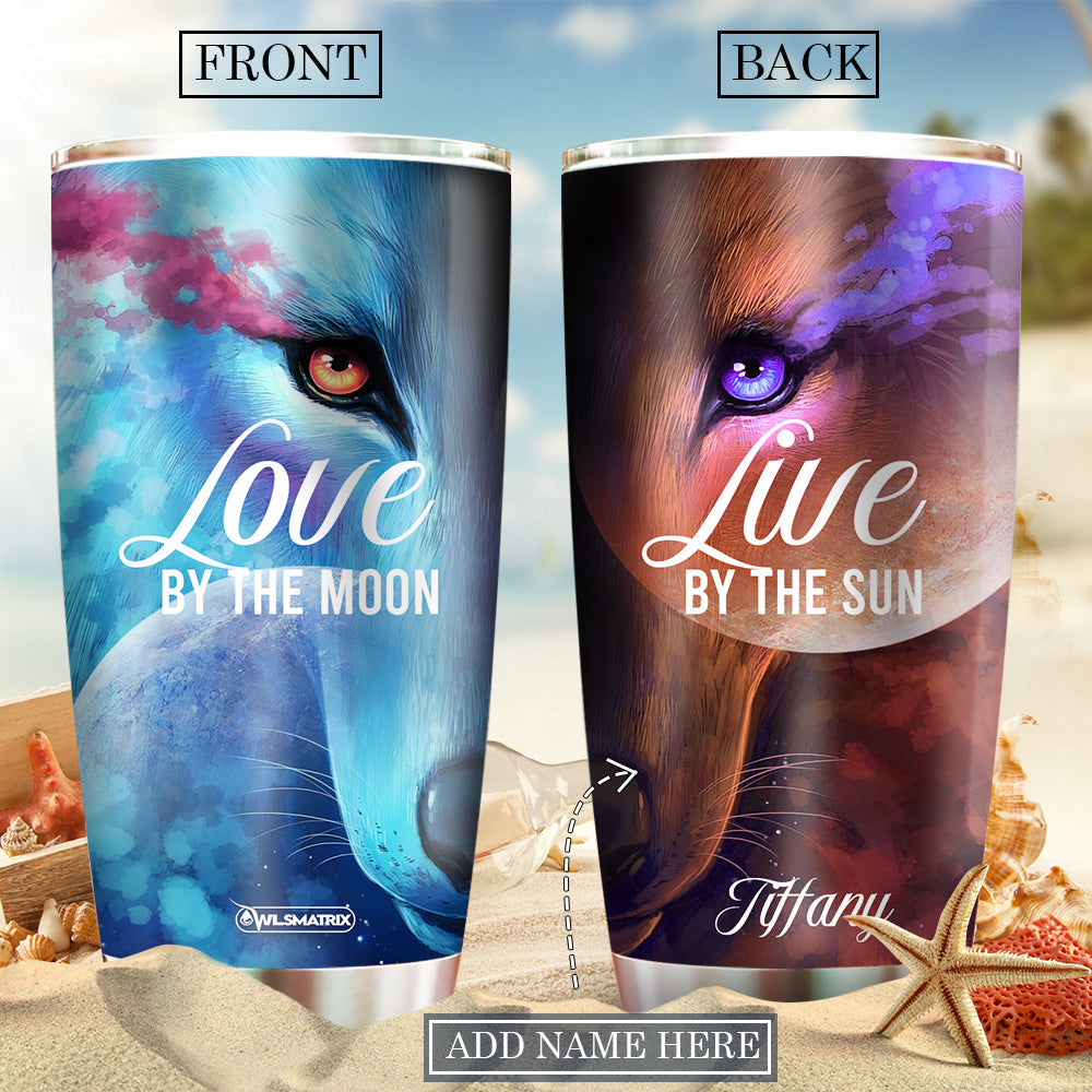 Wolf Love By The Moon Personalized 20 Oz Tumbler For Coffee Travel And Daily Drinks