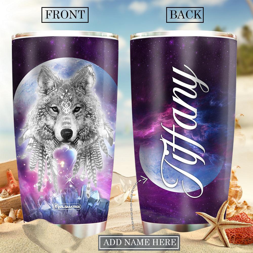 Wolf Loves Moon Personalized 20 Oz Tumbler For Coffee Travel And Daily Drinks
