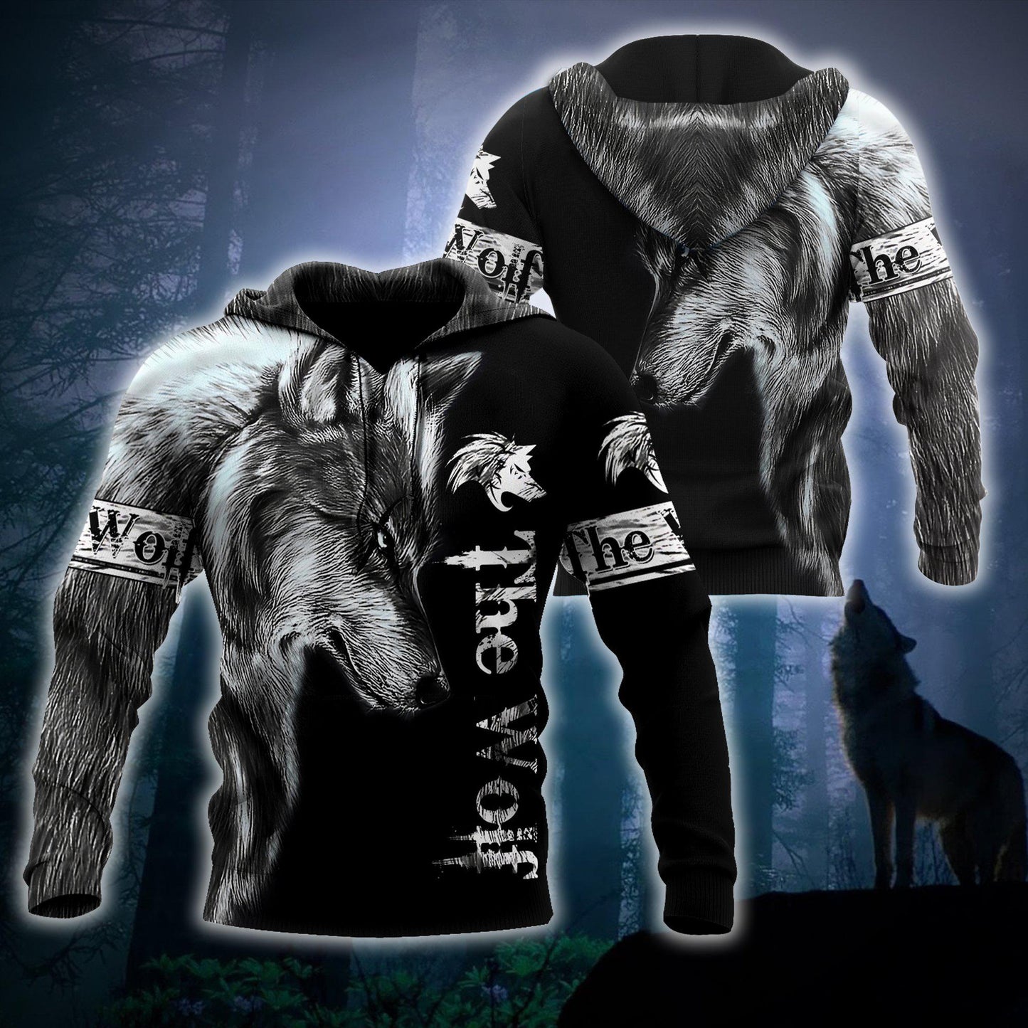 Grey Wolf Moon Love Hoodie For Nature Inspired Streetwear Weekend Trips And Comfort