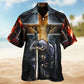 Warrior Christ Lion Cross Hawaiian Shirt For Tropical Holidays, Outdoor Gatherings, And Everyday Comfort