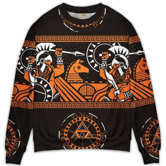 Warrior Spartan Battle Sweater For Mythic Art Fans Travel Adventures And Distinctive Gifting