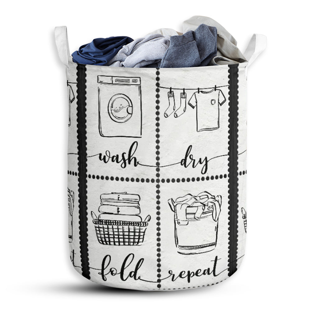 Small Size Wash Dry Fold Repeat Laundry Basket For Bathroom Bedroom Storage