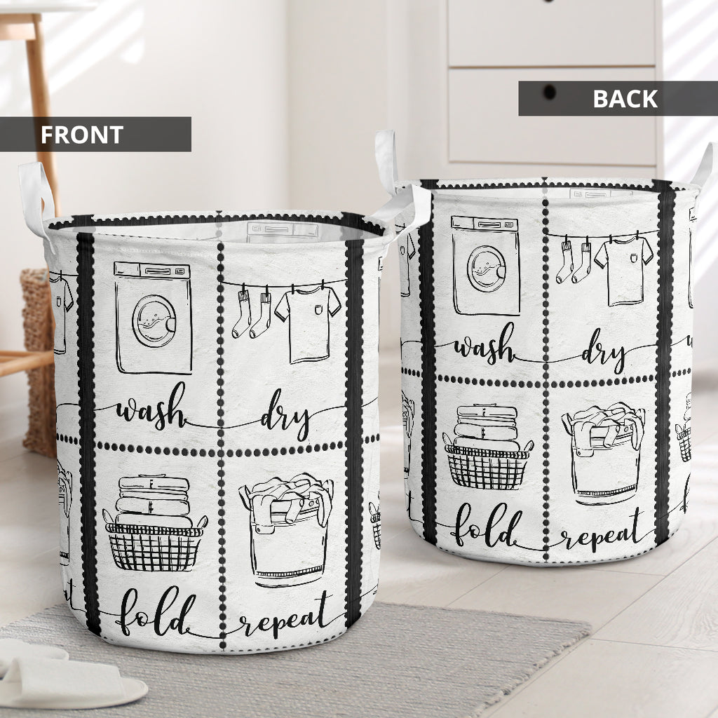 Wash Dry Fold Repeat Laundry Basket For Room Home Organizer