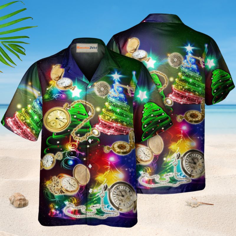 Festive Watch Christmas Hawaiian Shirt For Island Vacations, Resort Wear, And Relaxed Seasonal Style