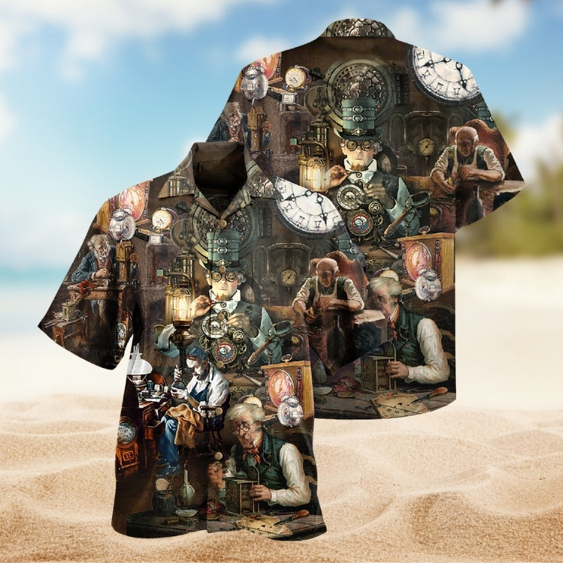 Watchmakers Skillful Hands Excellence Hawaiian Shirt For Coastal Travel, Casual Events, And Comfortable Summer Wear