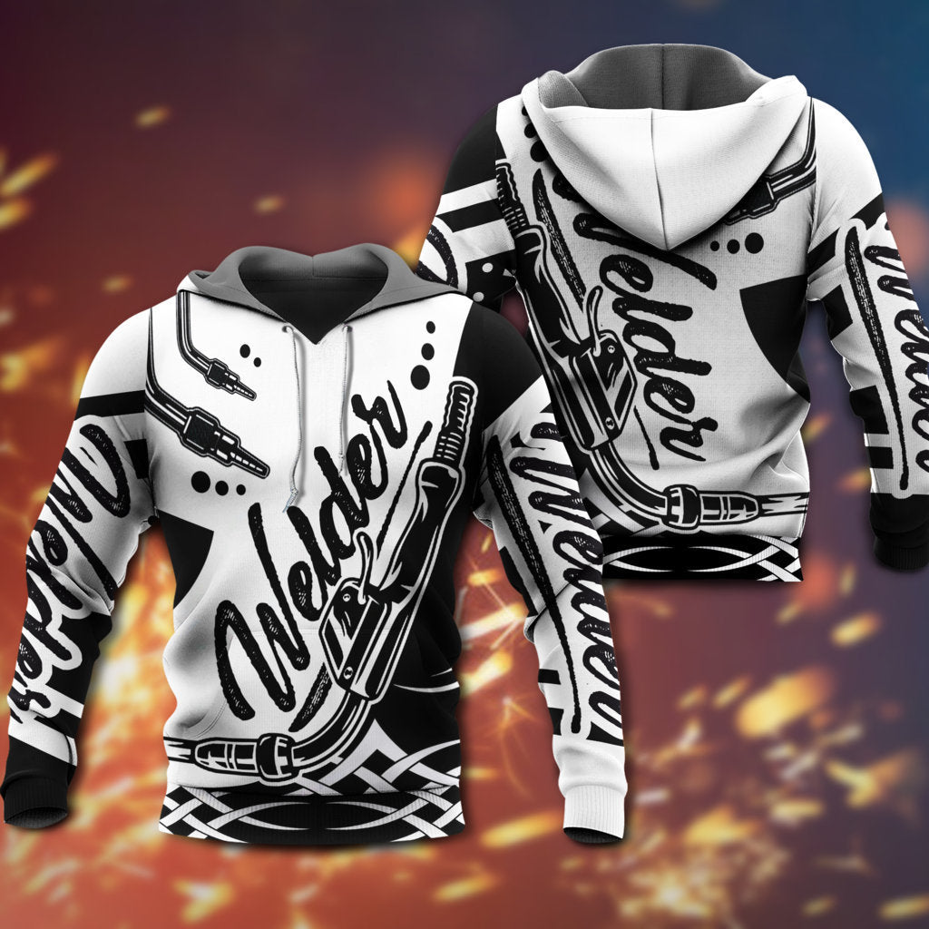 Black White Welder Hoodie For Relaxed Streetwear Weekend Travel And Everyday Style