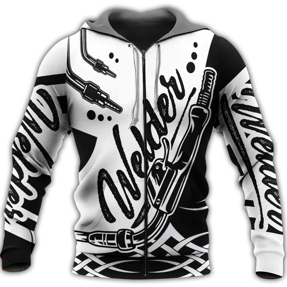 Black White Welder Hoodie For Relaxed Streetwear Weekend Travel And Everyday Style