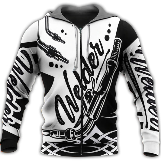 Black White Welder Hoodie For Relaxed Streetwear Weekend Travel And Everyday Style