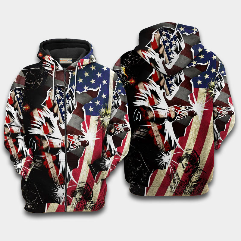 Welder Patriotic Hoodie For Casual Street Style Travel And Daily Comfort