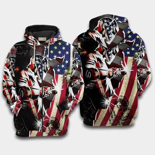 Welder Patriotic Hoodie For Casual Street Style Travel And Daily Comfort