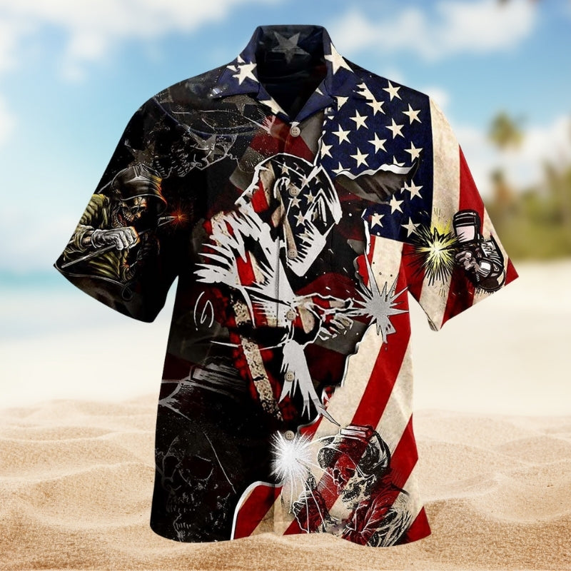 Patriotic Creative Pattern Hawaiian Shirt For Patriotic Events, Summer Travel, And Casual Outdoor Wear